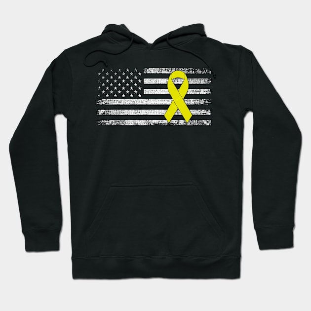 Childhood Cancer Awareness Shirts Yellow Ribbon Men Women Hoodie by Gendon Design